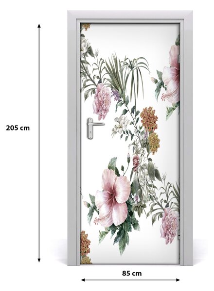 Samolepiace fototapety na dvere tropické kvety 85x205 cm