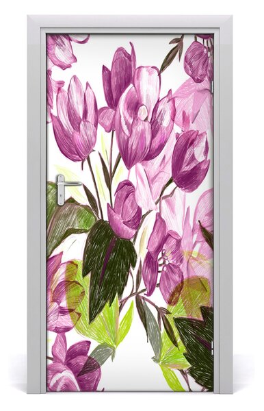 Samolepiace fototapety na dvere fialové kvety 95x205 cm