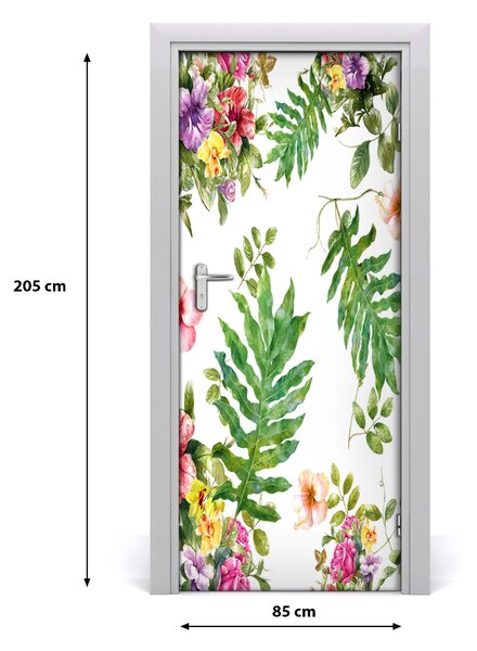 Samolepiace fototapety na dvere tropické kvety 85x205 cm
