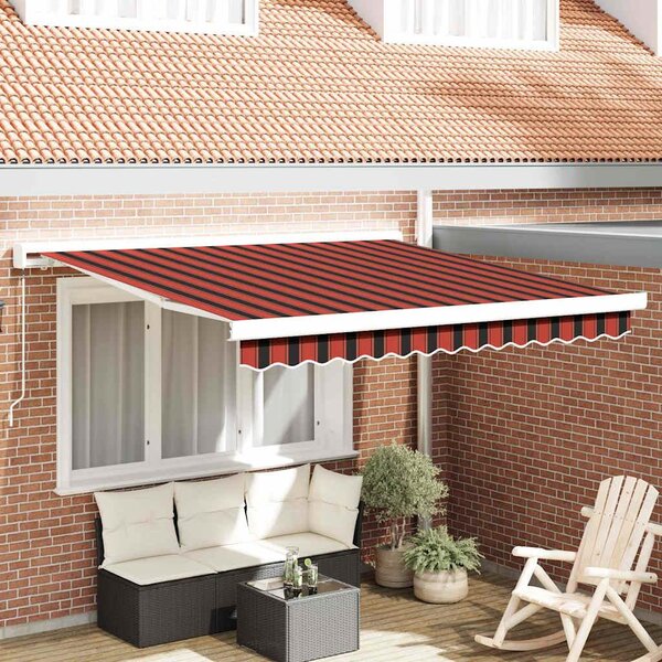 Maison Exclusive – Manuálna markíza, 3 x 2,5 m, oranžovo-hnedá, s horizontálnymi pruhmi