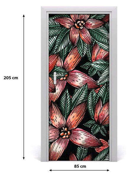 Samolepiace fototapety na dvere tropické kvety 85x205 cm