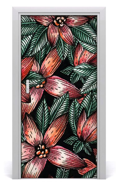 Samolepiace fototapety na dvere tropické kvety 95x205 cm
