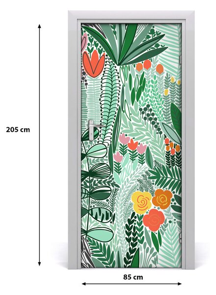 Samolepiace fototapety na dvere tropické kvety 85x205 cm