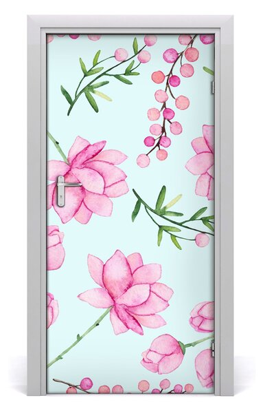 Samolepiace fototapety na dvere kvety a jahody 95x205 cm