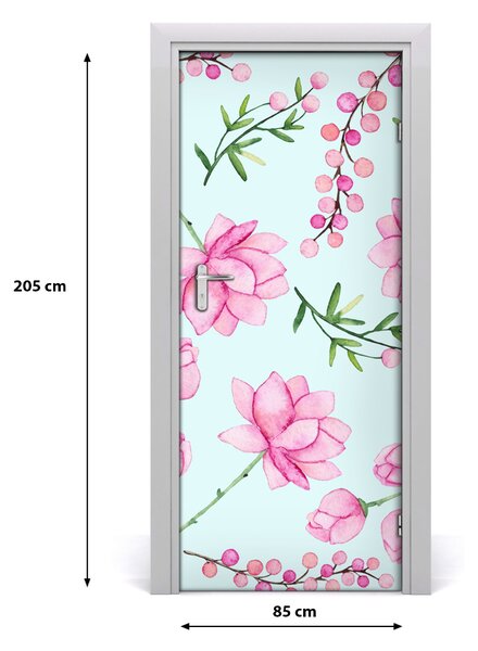 Samolepiace fototapety na dvere kvety a jahody 85x205 cm