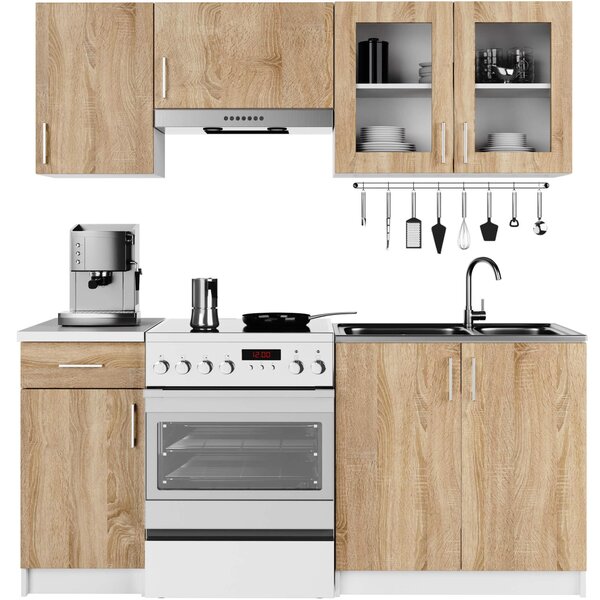 Ak furniture Kuchynská závesná skrinka ARTUS LIMA W80 H580 biela/dub sonoma