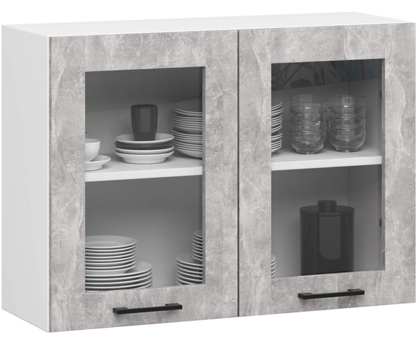 Ak furniture Závesná kuchynská skrinka OLIVIE W 80x58 cm matná biela/betón