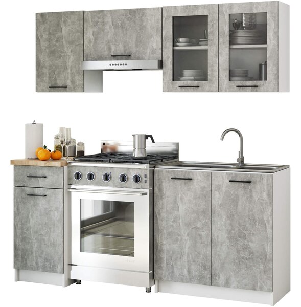 Ak furniture Závesná kuchynská skrinka OLIVIE W 80x58 cm matná biela/betón