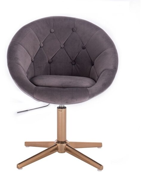 LuxuryForm DESIGN Kreslo VERA VELUR na zlatom kríži - tmavo šedé