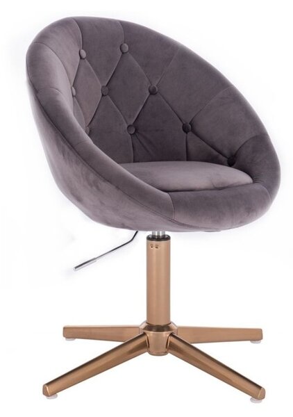 LuxuryForm DESIGN Kreslo VERA VELUR na zlatom kríži - tmavo šedé