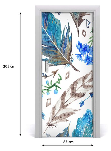 Fototapeta na dvere perá a kvety 85x205 cm