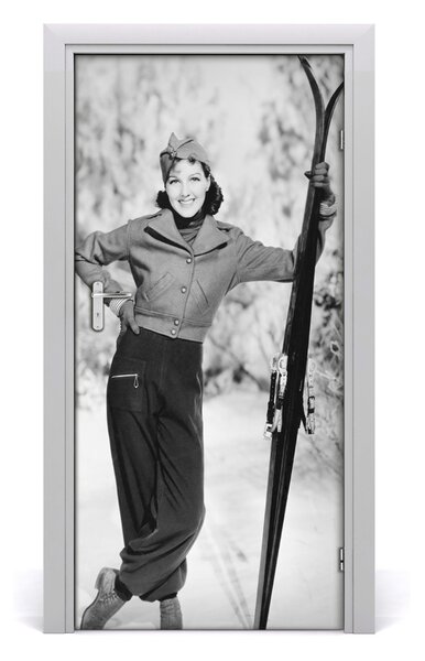 Fototapeta na dvere žena lyže 95x205 cm