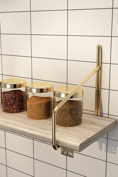 Kalune Design Kuchynská polica DUVAR 60 cm zlatá