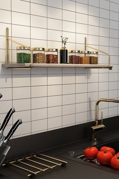 Kalune Design Kuchynská polica DUVAR 60 cm zlatá