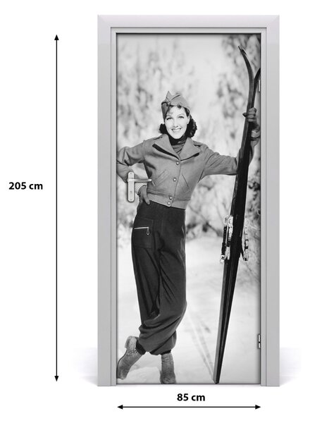 Fototapeta na dvere žena lyže 85x205 cm