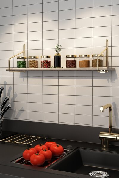 Kalune Design Kuchynská polica DUVAR 60 cm zlatá
