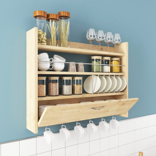 Kalune Design Kuchynská polica KNOTT 85 cm dub prírodný