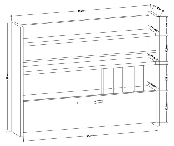 Kalune Design Kuchynská polica KNOTT 85 cm dub prírodný