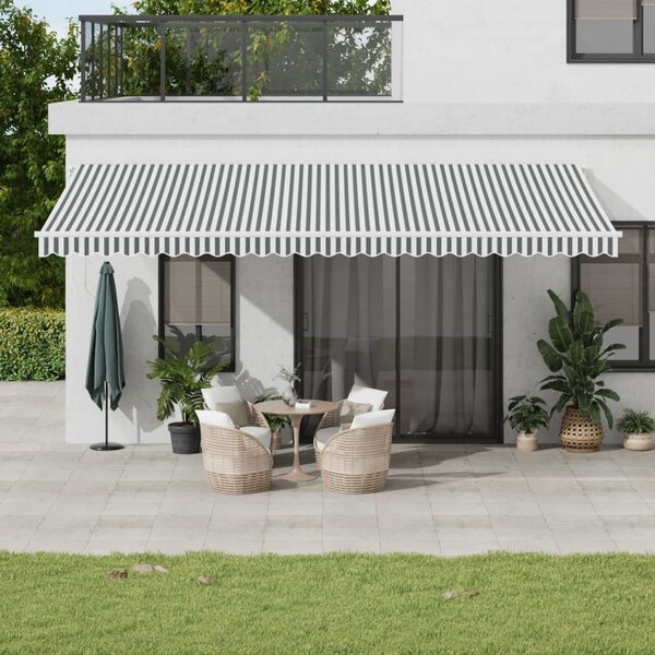 Maison Exclusive – Manuálna markíza, 6 x 3 m, pruhovaná (antracitová a biela)