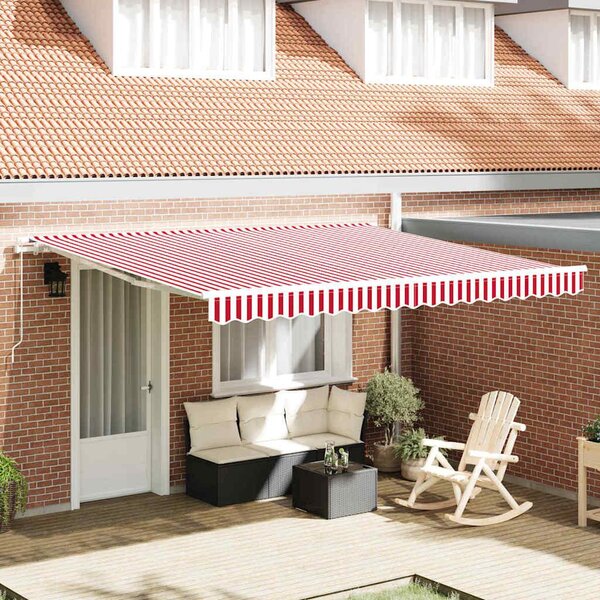 Maison Exclusive – Manuálna markíza, 4 x 3,5 m, červeno-biele pruhy