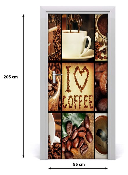 Fototapeta na dvere káva koláž 85x205 cm