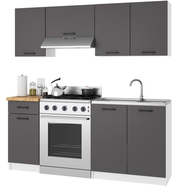 Ak furniture Kuchynská skrinka OLIVIE 40x85 cm matná biela/matná grafitová sivá/dub prírodný