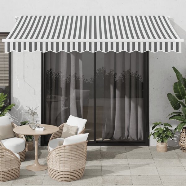Maison Exclusive – Manuálna markíza, rozmery 3,5 x 2,5 m, pruhovaná (antracitová a biela)