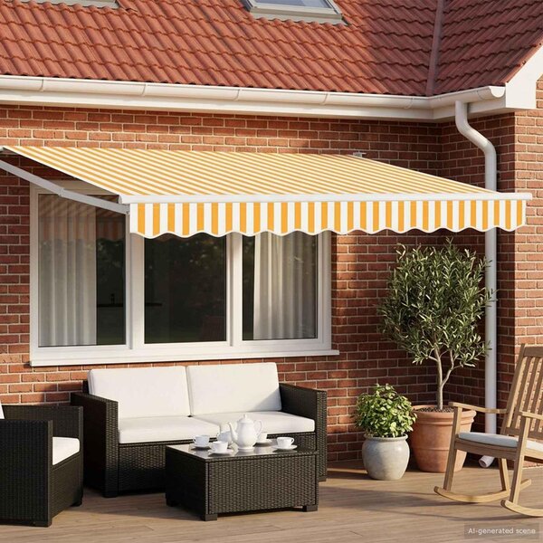 Maison Exclusive – Manuálna markíza, 3,5 x 2 m, prúžkovaná (žltá a biela)