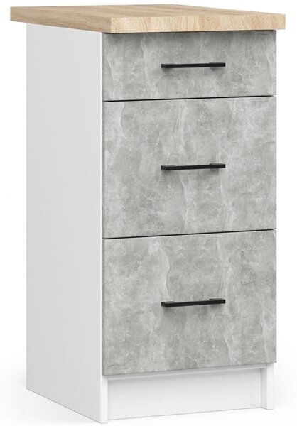 Ak furniture Kuchynská skrinka OLIVIE III 40x85 cm matná biela/betón/dub sonoma