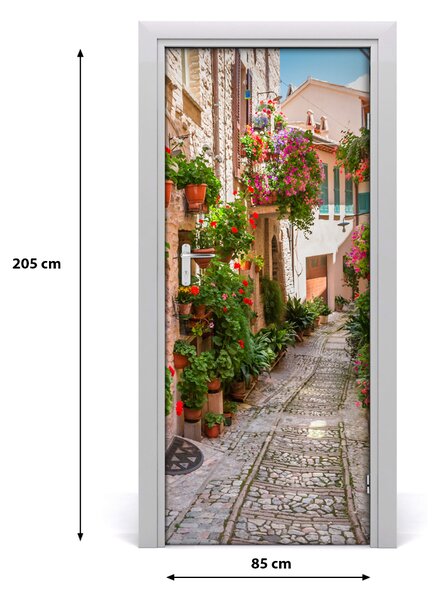 Fototapeta samolepiace na dvere talianskej uličky 85x205 cm