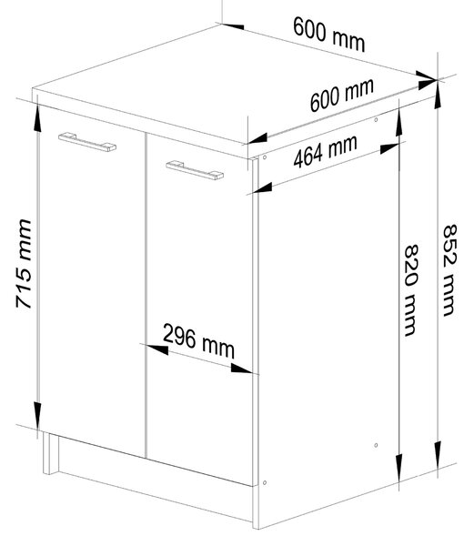 Ak furniture Kuchynská skrinka Olivia S 60 cm 2D biela/biely lesk/dub sonoma