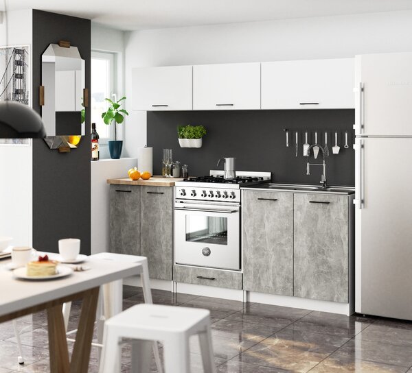 Ak furniture Kuchynská skrinka Olivie S 40 cm 4S biela/betón/dub sonoma