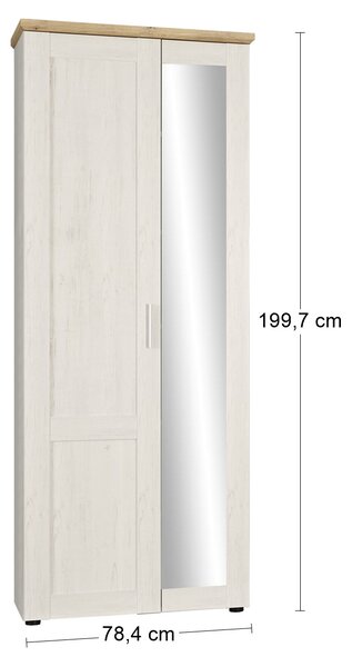 Dvojdverová predsieňová skriňa so zrkadlom Lavrion W-2D - sosna Andersen / dub artisan