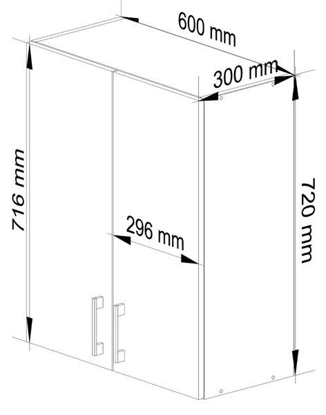 Ak furniture Kuchynská závesná skrinka Š 60cm D2 H720 Artus biela/sonoma