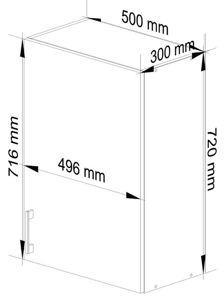 Ak furniture Kuchynská závesná skrinka Š 50cm D1 H720 Artus biela/sonoma