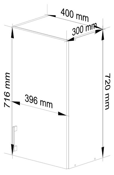 Ak furniture Kuchynská závesná skrinka Š 40cm D1 H720 Artus biela/sonoma