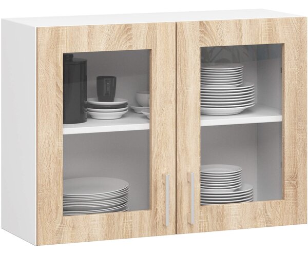 Ak furniture Kuchynská závesná skrinka ARTUS LIMA W80 H580 biela/dub sonoma