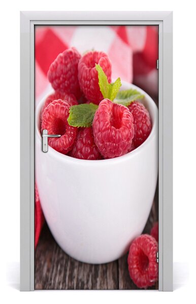 Fototapeta na dvere samolepiace maliny v kelímku 95x205 cm
