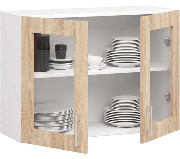 Ak furniture Kuchynská závesná skrinka ARTUS LIMA W80 H580 biela/dub sonoma