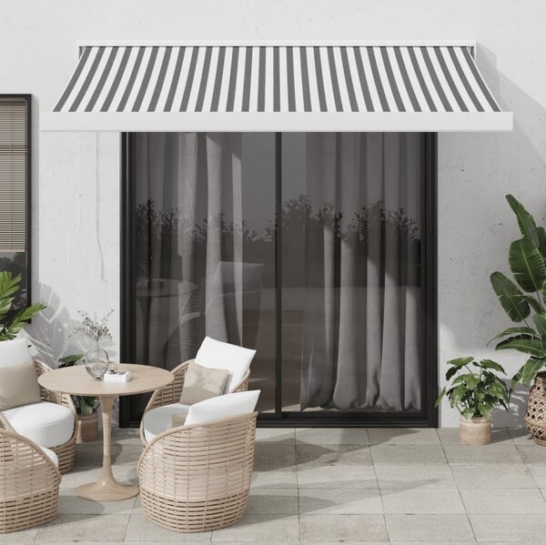 Maison Exclusive – Manuálna markíza, rozmery 3 x 2,5 m, pruhovaná (antracitová a biela)