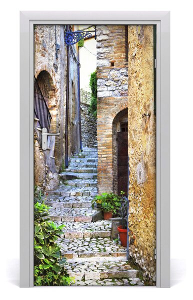 Fototapeta samolepiace na dvere talianskej uličky 95x205 cm