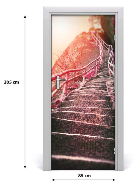 Fototapeta samolepiace na dvere schody v horách 85x205 cm