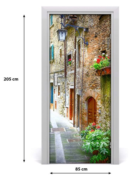 Fototapeta samolepiace na dvere talianskej uličky 85x205 cm