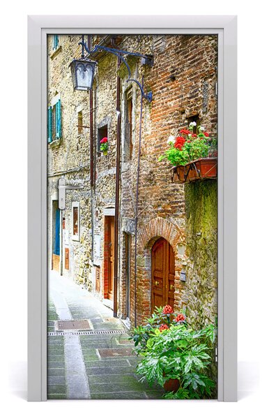 Fototapeta samolepiace na dvere talianskej uličky 95x205 cm