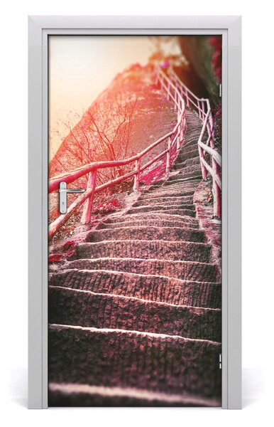 Fototapeta samolepiace na dvere schody v horách 95x205 cm