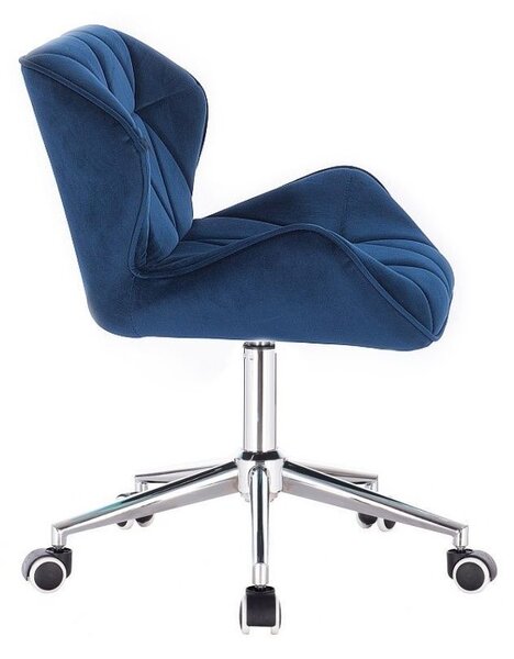 LuxuryForm DESIGN Stolička MILANO VELUR na striebornej podstave s kolieskami - modrá