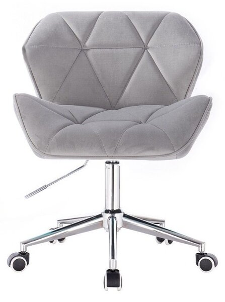 LuxuryForm DESIGN Stolička MILANO VELUR na striebornej podstave s kolieskami - svetlo šedá