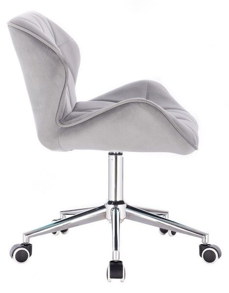 LuxuryForm DESIGN Stolička MILANO VELUR na striebornej podstave s kolieskami - svetlo šedá