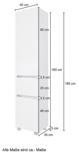 VYSOKÁ SKRINKA, dub wotan, dub wotan, 40/180/35 cm Held - Kúpeľňové skrinky, Online Only