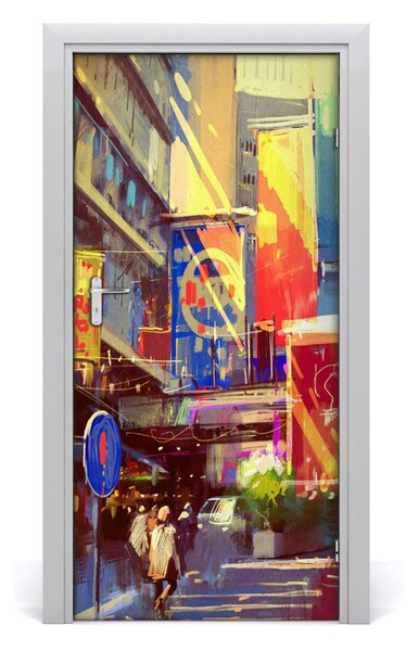Fototapeta samolepiace na dvere farebné mesto 95x205 cm